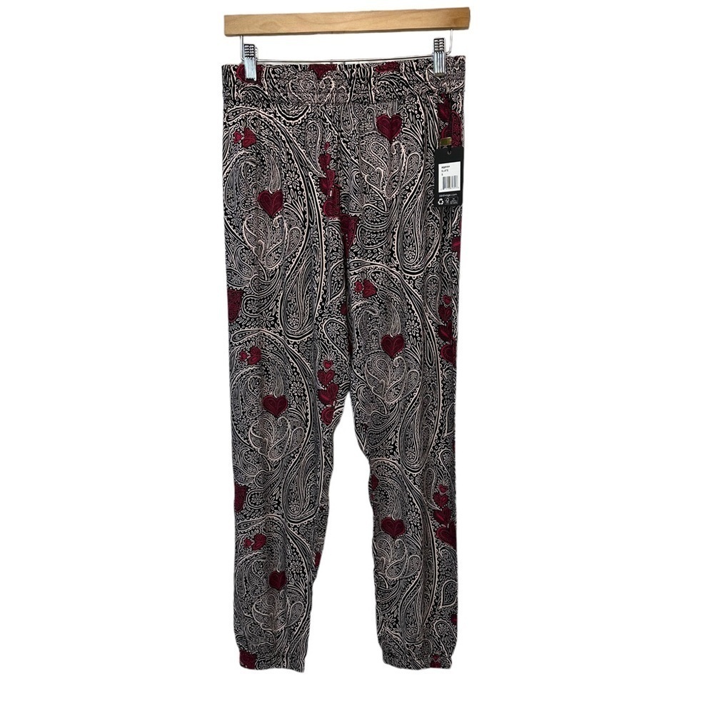 PJ Salvage Elastic Waist Draw String Paisley Heart Print Long Lounge Sleep Pants